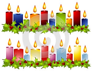 Christmas Candle Holly Wreath Borders