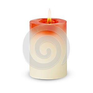 Christmas candle isolated on white background. cylindrical candle