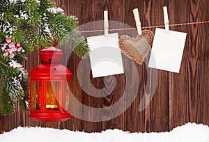 Christmas candle lantern and photo frames