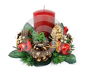 Christmas candle ornament on white background