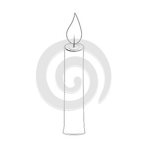 Christmas candle outline for christmas design isolated on white