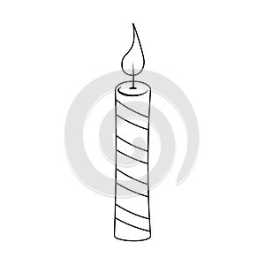 Christmas candle outline for christmas design isolated on white