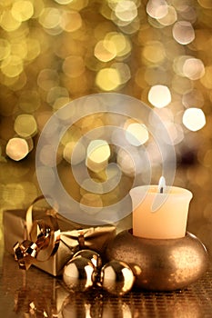 Christmas candle stock photo