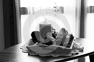 Christmas Candle on the table - Interiors Decorations - Black and white