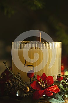 Christmas candle with wooden wick