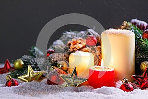 Christmas candles with decor