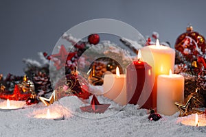 Christmas candles with decor