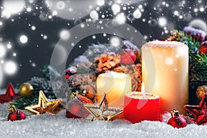 Christmas candles with decoration