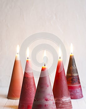 Christmas candles and lights. Christmas background.