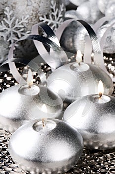 Christmas candles in silver tone