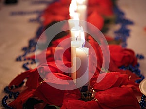 Christmas candles on the table