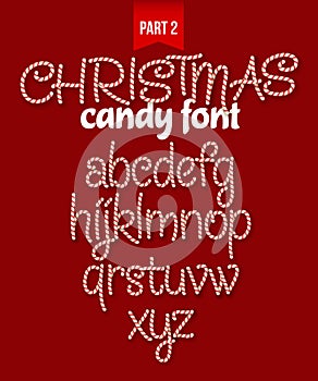 Christmas Candy cane alphabet. Vector illustration