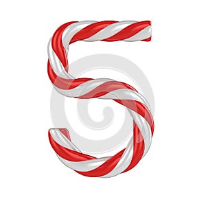 Christmas candy cane font - number 5