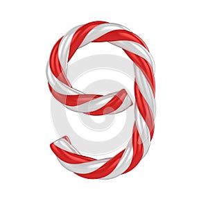 Christmas candy cane font - number 9