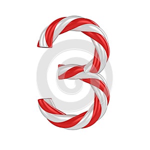 Christmas candy cane font - number 3