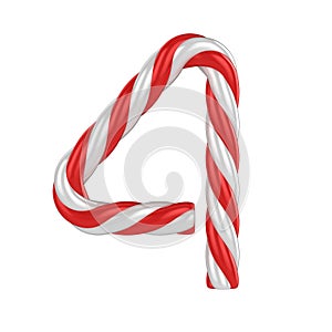Christmas candy cane font - number 4