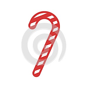 Christmas candy cane icon, modern minimal flat design style, vector illustration