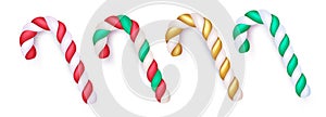 Christmas candy cane vector set design. Candy cane lollipop stick collection for xmas elements