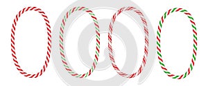 Christmas candy cane vertical frame with red and white stripe. Xmas border with striped candy lollipop pattern. Blank