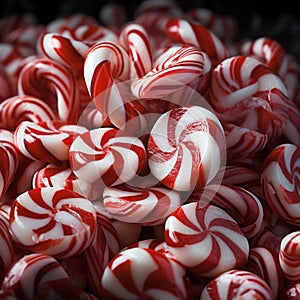 christmas candy canes. red and white hard-boiled sweets, circle peppermint rocks