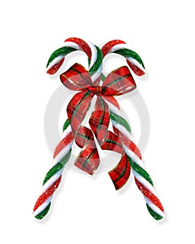 Christmas candy canes with ribbons