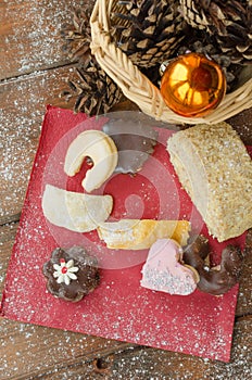 Christmas candy with pinecone in punnet