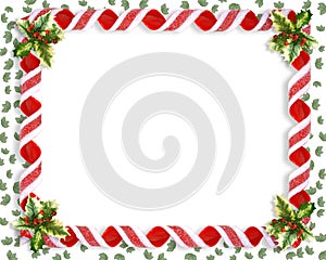 Christmas Candy Ribbon and holly Frame