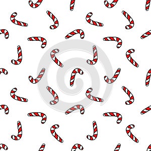 Christmas candy seamless doodle pattern, vector illustration