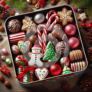 Christmas Candy Tin full of festive treats