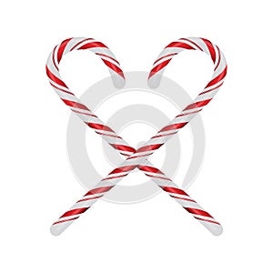 Christmas Candycanes Crossed and Isolated on White Illustration