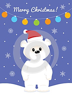 Christmas card with baby polar bear