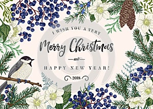 Christmas card with bird.