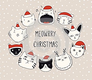 Christmas card with cute cats