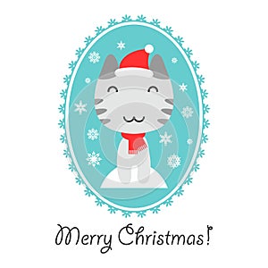 Christmas card with cute kitty