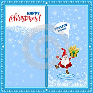 Christmas card with dancing Santa