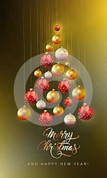 Christmas card with decorated Christmas balls