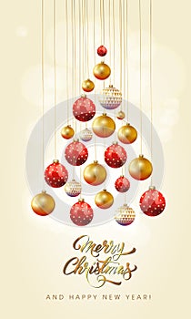 Christmas card with decorated Christmas balls