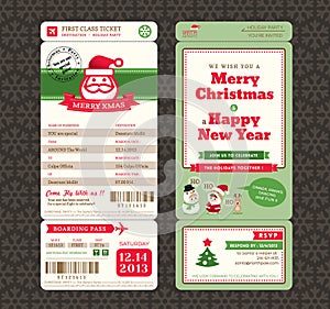 Christmas Card Design Boarding Pass Ticket Template