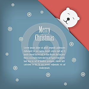 Christmas card design with cute white polar bear