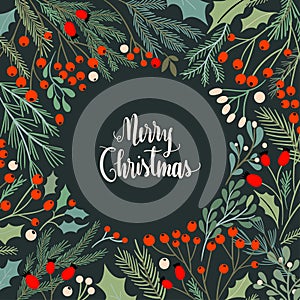 Christmas card design with seasonal frame