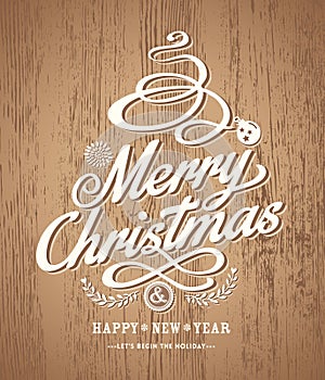 Christmas card design on wood texture background