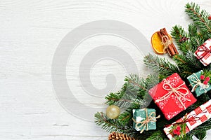 Christmas card. Gift boxes