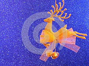 Christmas Card - Golden Reindeer ornament