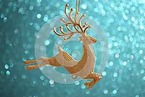Christmas Card - Golden Reindeer ornament