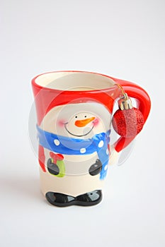 Christmas Card : Happy Snowman Mug - Stock Photos