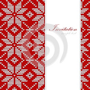 Christmas card, nordic knitted pattern,