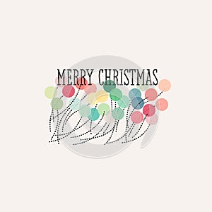 Christmas card with pastel pom poms and Merry Christmas lettering