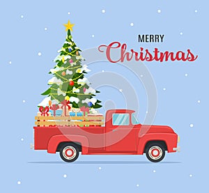 etro red pickup truck with christmas tree