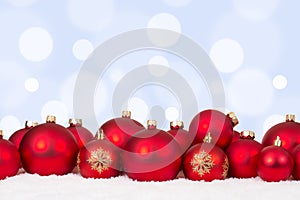 Christmas card red balls ornaments with copyspace