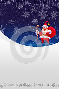 Christmas Card with Red Santa and White Snow